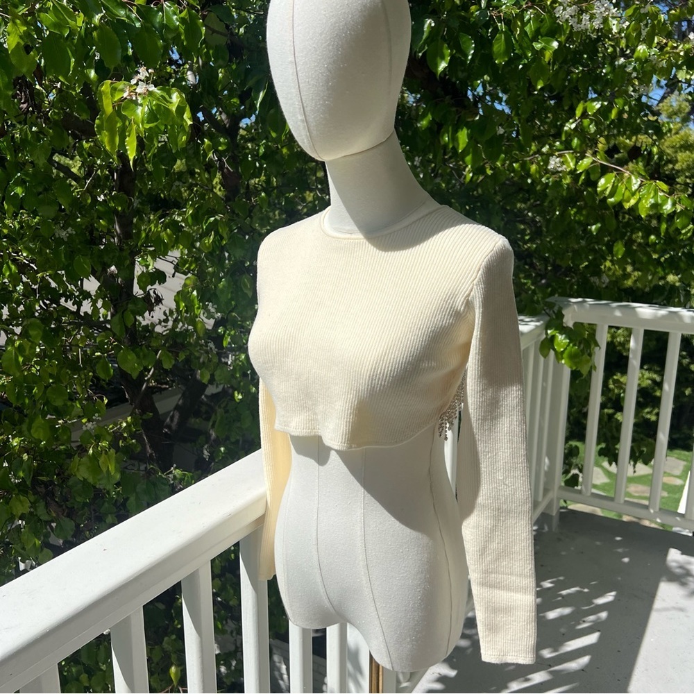 Rhinestone Soft Crop Top - Picture 2 of 10